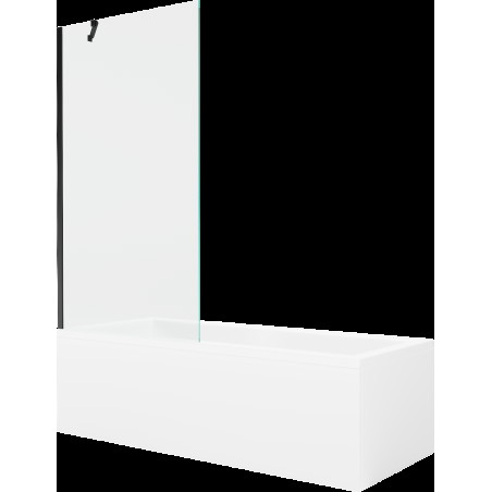 Mexen Cubik 150 x 70 cm téglalap alakú kád burkolattal és 1 szárnyas kádparavánnal 90 cm, Átlátszó, Fekete - 550315070X950900007