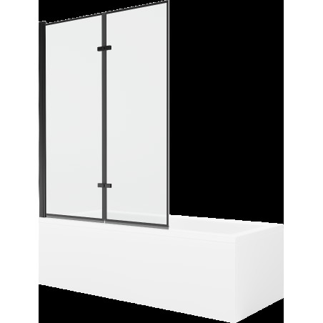 Mexen Cubik 170 x 70 cm téglalap alakú kád burkolattal és 2 szárnyas kádparavánnal 120 cm, Fekete minta - 550317070X9212027070