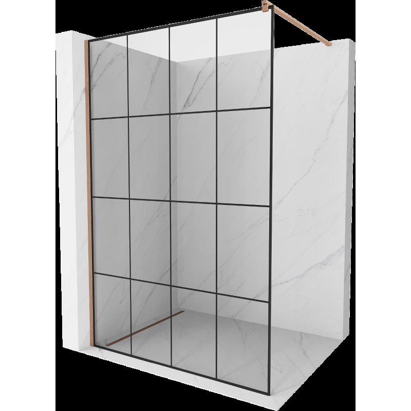 Mexen Kioto Walk-in zuhanyfal 140 x 200 cm, fekete minta 8 mm, fém fényes bronz - 800-140-101-65-77