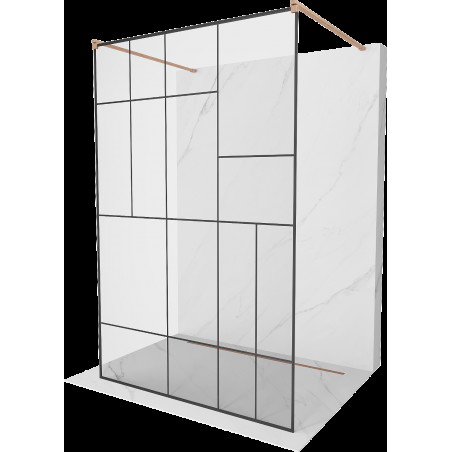 Mexen Kioto szanitos faliparaván freestanding 130 x 200 cm, fekete minta 8 mm, kefélt bronz - 800-130-002-65-78