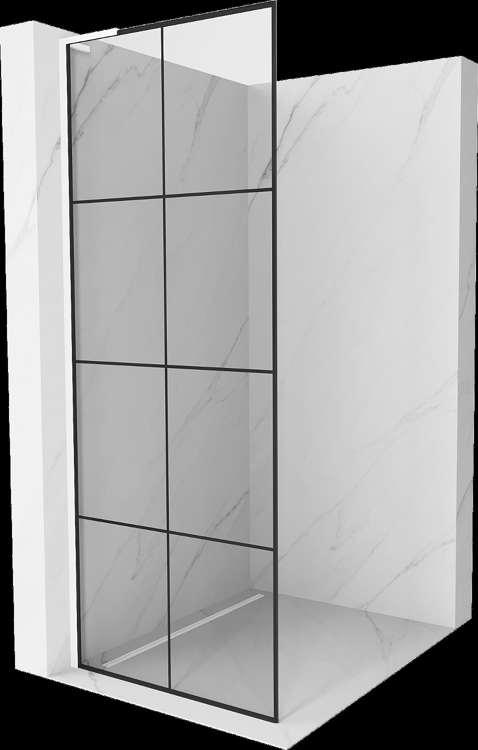 Mexen Kioto L Walk-in zuhanyfal 70 x 200 cm, fekete minta, fehér - 800-070-103-20-77