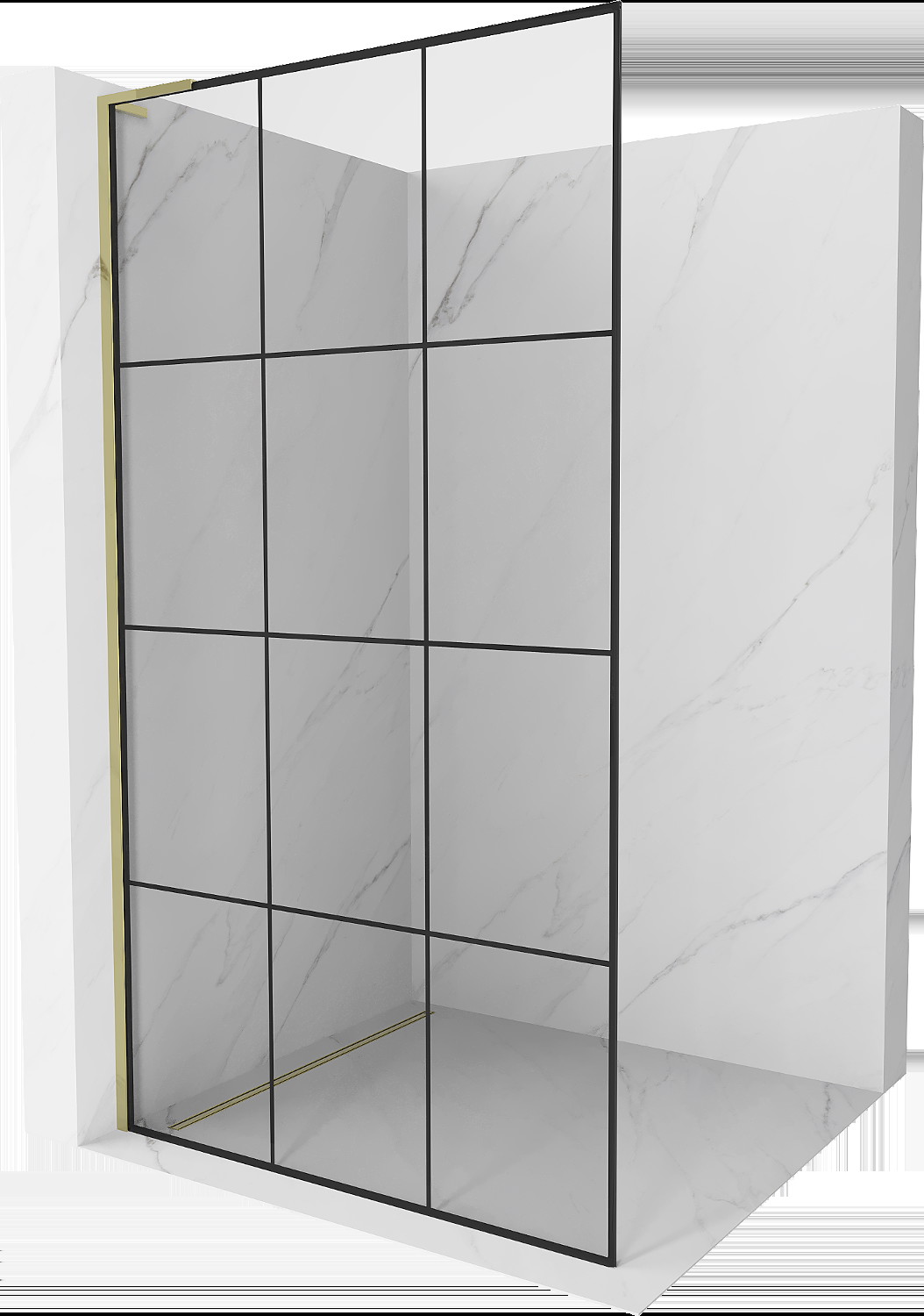 Mexen Kioto L Walk-in zuhanyfal 120 x 200 cm, fekete minta, arany - 800-120-103-50-77