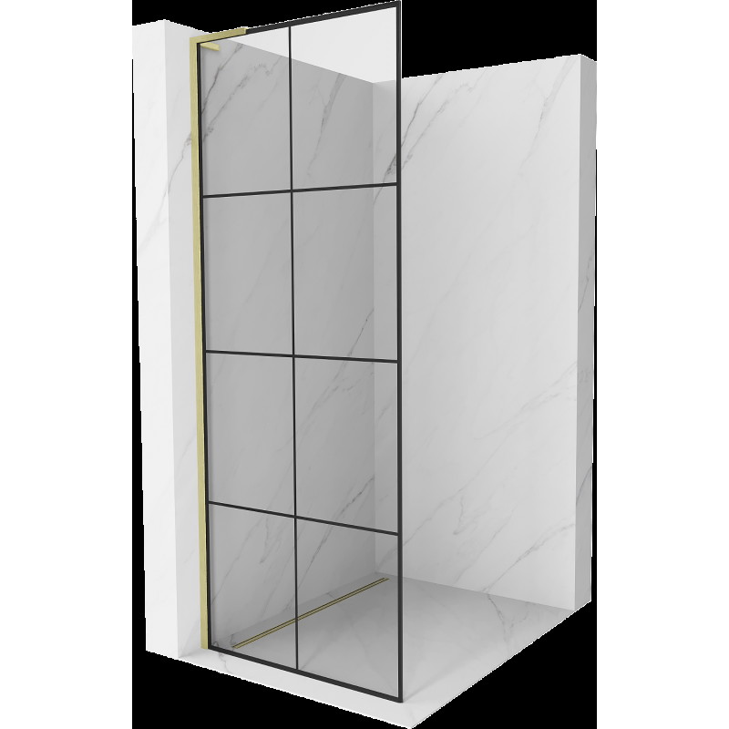 Mexen Kioto L Walk-in zuhanyfal 70 x 200 cm, fekete minta, arany kefélt - 800-070-103-55-77