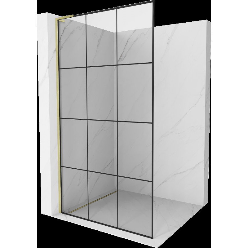 Mexen Kioto L 110 x 200 cm-es Walk-in zuhanyfal, fekete minta, arany kefével - 800-110-103-55-77