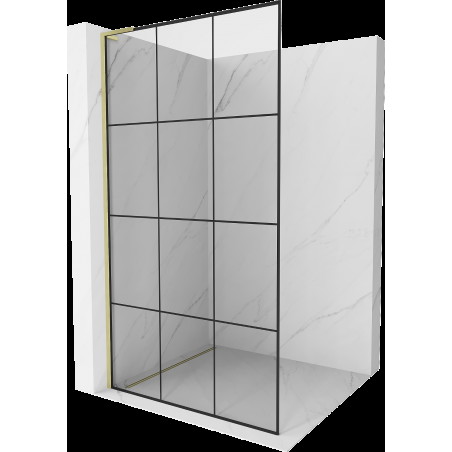 Mexen Kioto L Walk-in zuhanyfal 120 x 200 cm, fekete minta, arany kefélt - 800-120-103-55-77