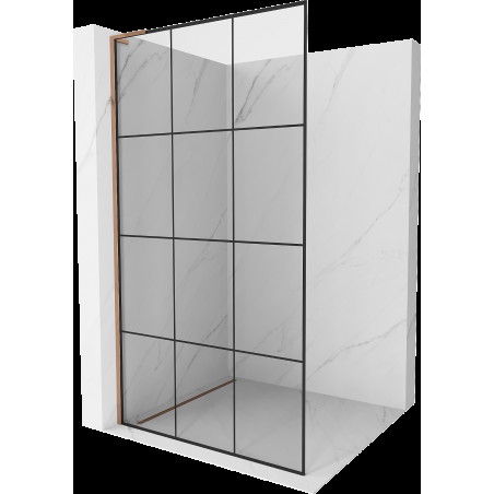 Mexen Kioto L Walk-in zuhanyfal 100 x 200 cm, fekete minta, rózsaarany - 800-100-103-60-77