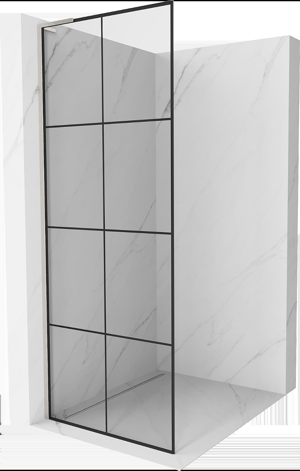 Mexen Kioto L zuhanyzófal Walk-in 80 x 200 cm, fekete minta, kefélt nikkel - 800-080-103-97-77