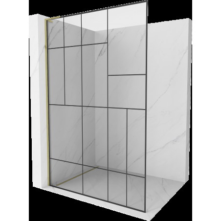 Mexen Kioto L Walk-in zuhanyfal 70 x 200 cm, fekete minta, arany - 800-070-103-50-78