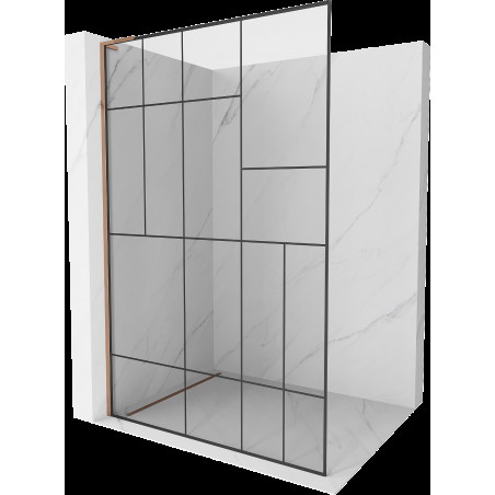 Mexen Kioto L Walk-in zuhanyfal 70 x 200 cm, fekete minta, rózsás arany - 800-070-103-60-78