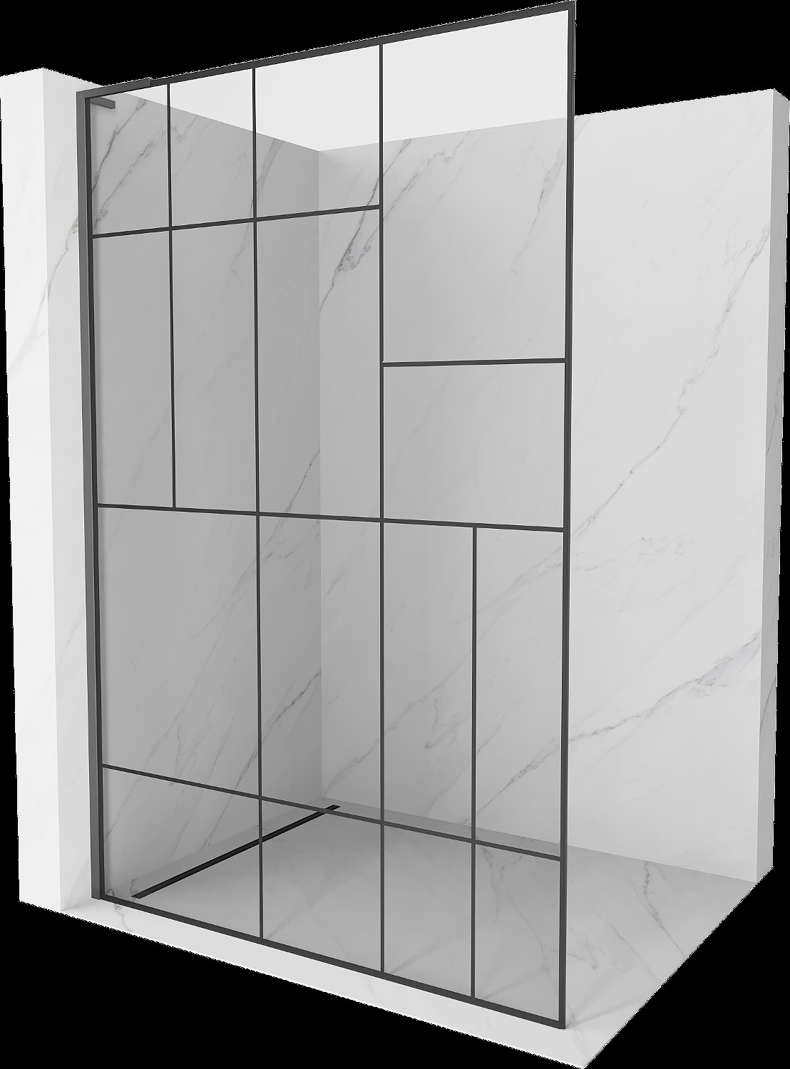 Mexen Kioto L Walk-in zuhanyfal 100 x 200 cm, fekete minta, gun metal - 800-100-103-95-78