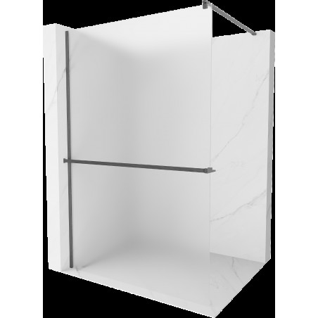 Mexen Kioto+ Walk-in zuhanyfal polccal 100 x 200 cm, homályos, gun gray brushed - 800-100-121-66-30