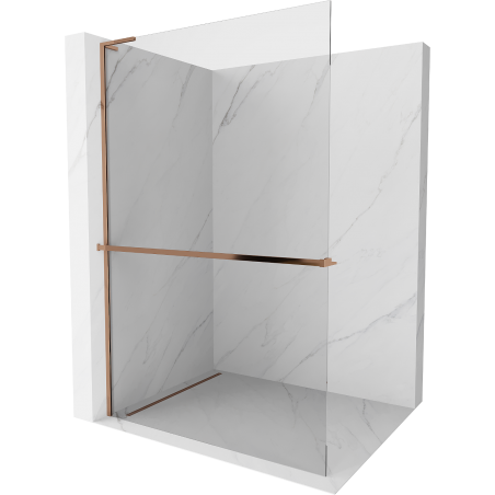 Mexen Kioto+ L Walk-in zuhanyfal polccal 80 x 200 cm, átlátszó, rózsaszín arany - 800-080-123-60-00