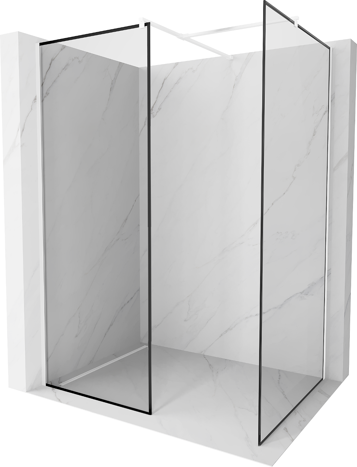 Mexen Kioto Walk-in zuhanyfal 100 x 80 cm, fekete mintázat, fehér - 800-100-202-20-70-080