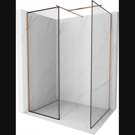 Mexen Kioto Walk-in zuhanyfal 110 x 80 cm, fekete minta, kefélt réz - 800-110-202-65-70-080