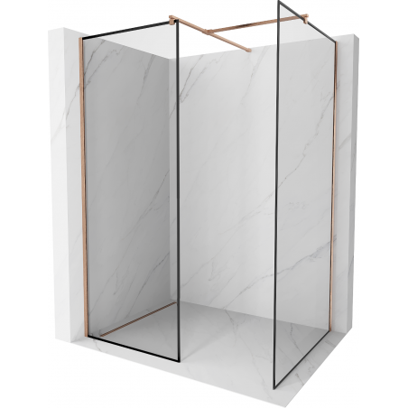 Mexen Kioto Walk-in zuhanyfal 160 x 90 cm, fekete minta, kefélt réz - 800-160-202-65-70-090