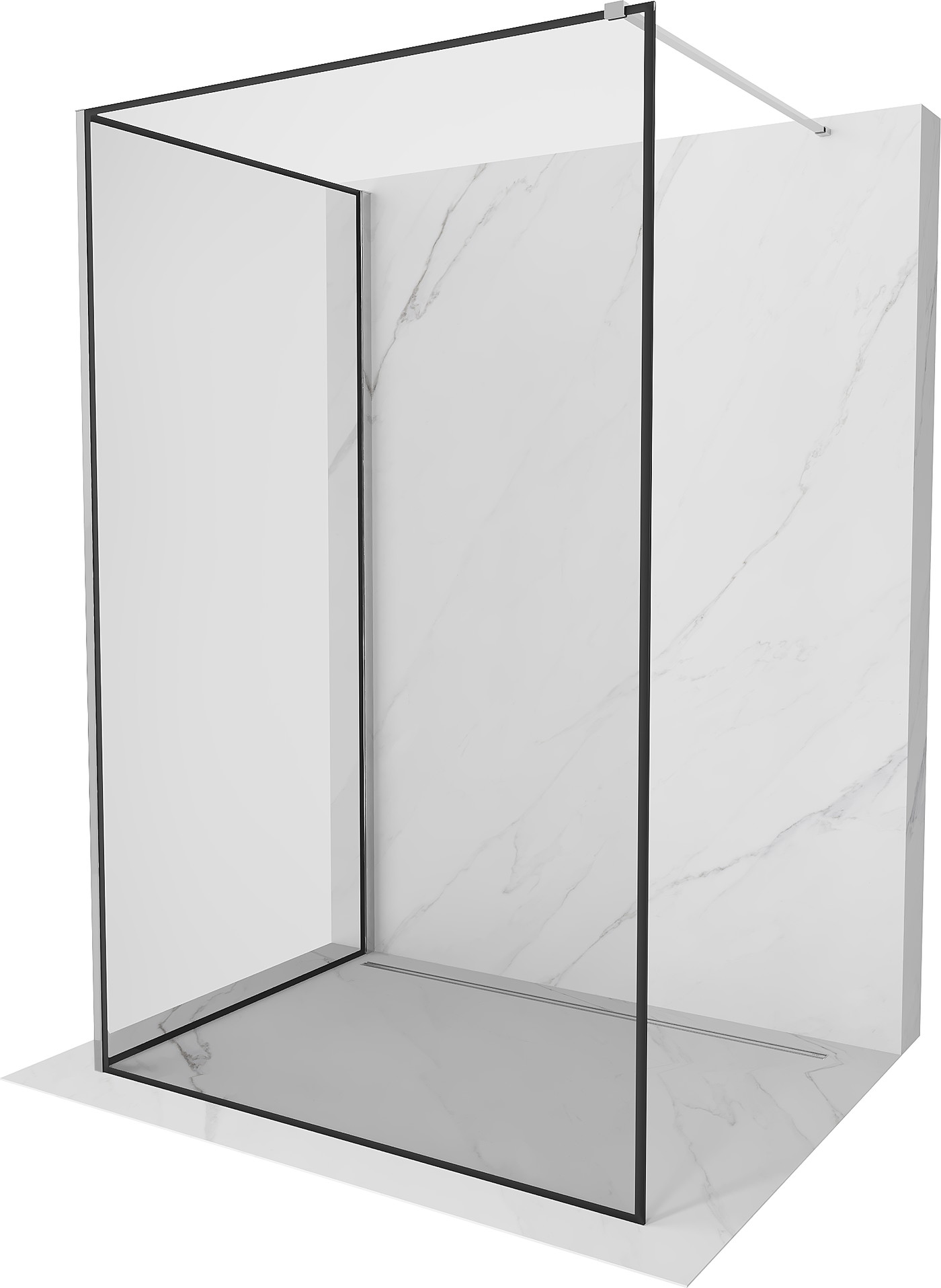 Mexen Kioto Walk-in zuhanyfal 100 x 80 cm, fekete minta, króm - 800-100-212-01-70-080