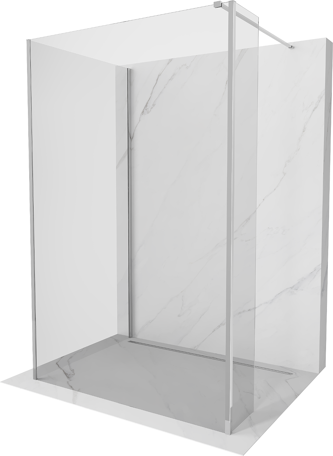 Mexen Kioto Walk-in zuhanyfal 130 x 70 x 40 cm, áttetsző, króm - 800-130-070-221-01-00-040