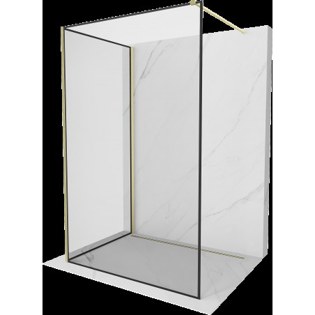 Mexen Kioto Walk-in zuhanyfal 110 x 70 cm, fekete mintás, arany kefélt - 800-110-212-55-70-070