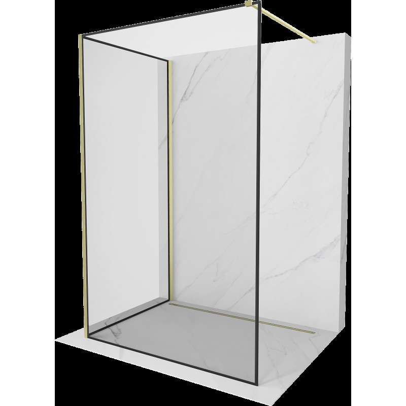 Mexen Kioto Walk-in zuhanyfal 100 x 80 cm, fekete minta, arany kefélt - 800-100-212-55-70-080