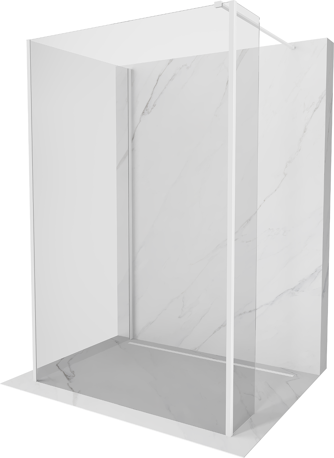 Mexen Kioto Walk-in zuhanyfal 100 x 70 x 30 cm, átlátszó, fehér - 800-100-070-221-20-00-030