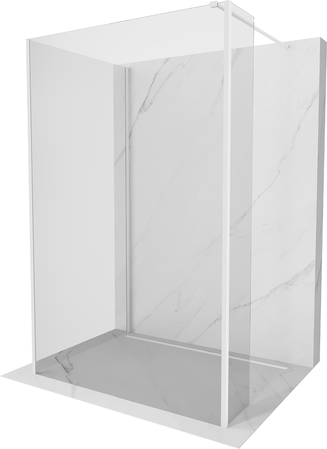 Mexen Kioto Walk-in zuhanyfal 110 x 70 x 30 cm, átlátszó, fehér - 800-110-070-221-20-00-030