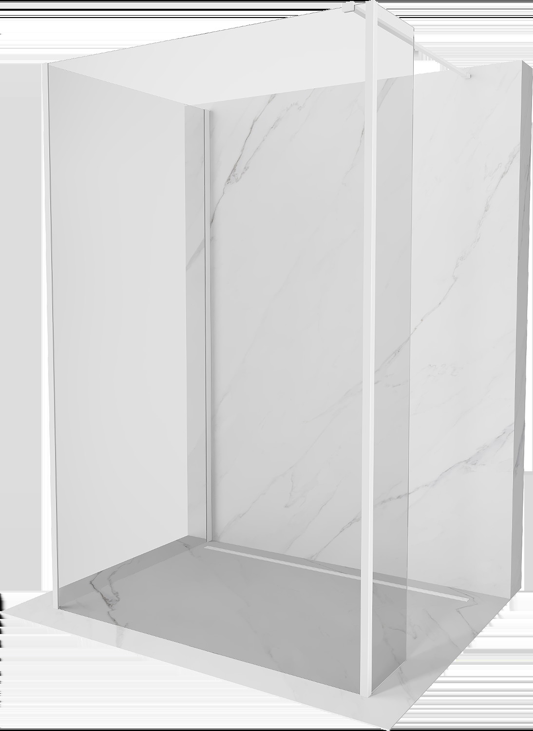 Mexen Kioto Walk-in zuhanyfal 120 x 120 x 40 cm, átlátszó, fehér - 800-120-120-221-20-00-040