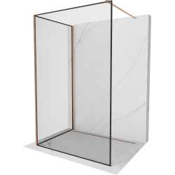 Mexen Kioto Walk-in zuhanyfal 120 x 80 cm, fekete minta, kefélt réz - 800-120-212-65-70-080