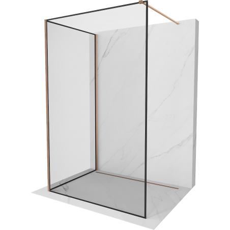 Mexen Kioto Walk-in zuhanyfal 90 x 80 cm, fekete mintás, fésült réz - 800-090-212-65-70-080