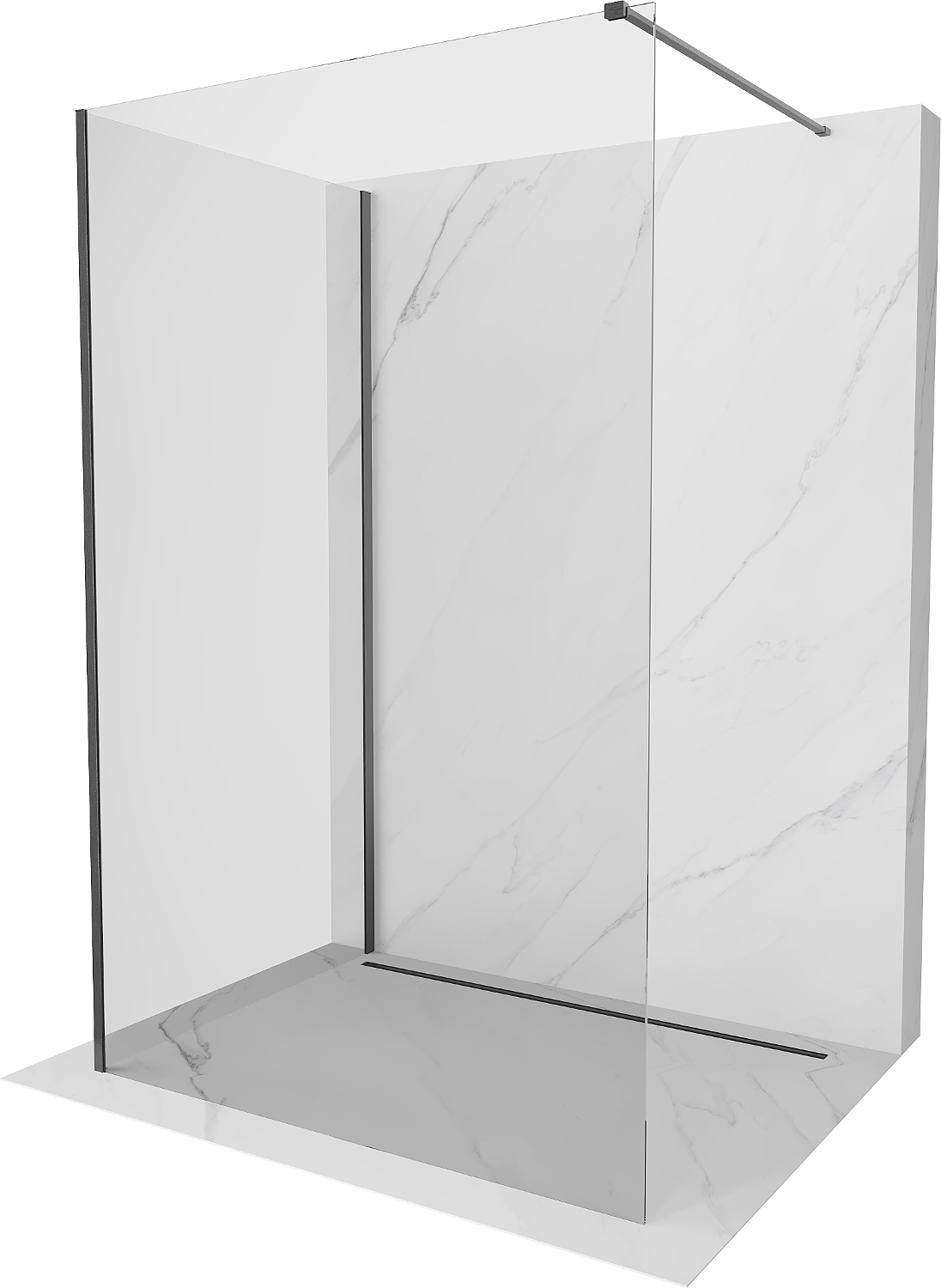 Mexen Kioto Walk-in zuhanyfal 135 x 120 cm, átlátszó, szatén szürke - 800-135-212-66-00-120