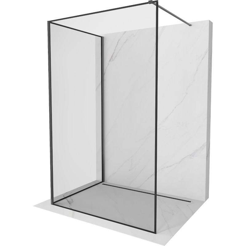 Mexen Kioto Walk-in zuhanyfal 100 x 80 cm, fekete minta, gun gray kefélt - 800-100-212-66-70-080