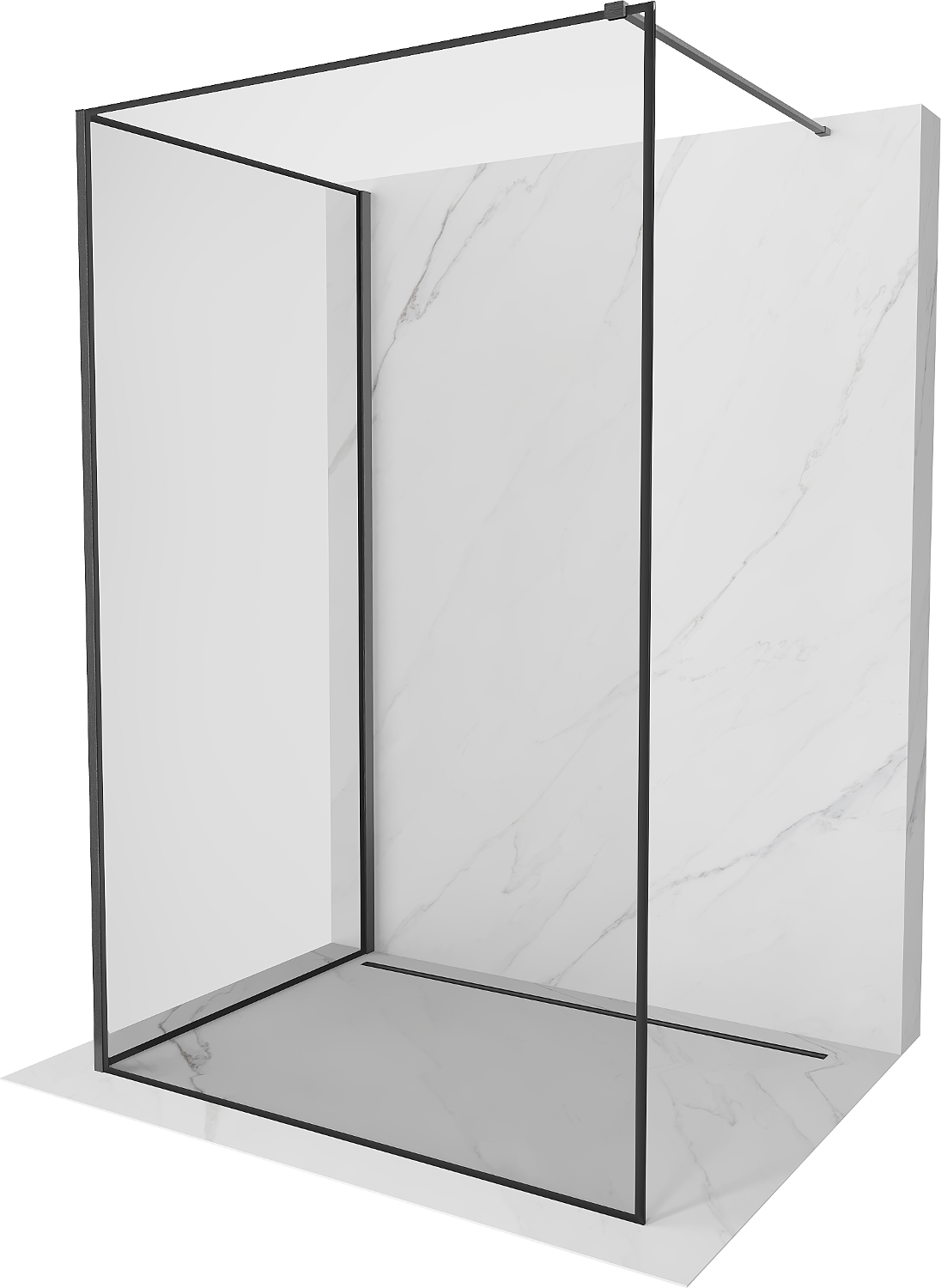 Mexen Kioto Walk-in zuhanyfal 100 x 80 cm, fekete minta, gun gray kefélt - 800-100-212-66-70-080