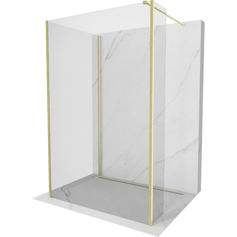 Mexen Kioto Walk-in zuhanyfal 130 x 105 x 30 cm, átlátszó, arany fényes - 800-130-105-221-55-00-030