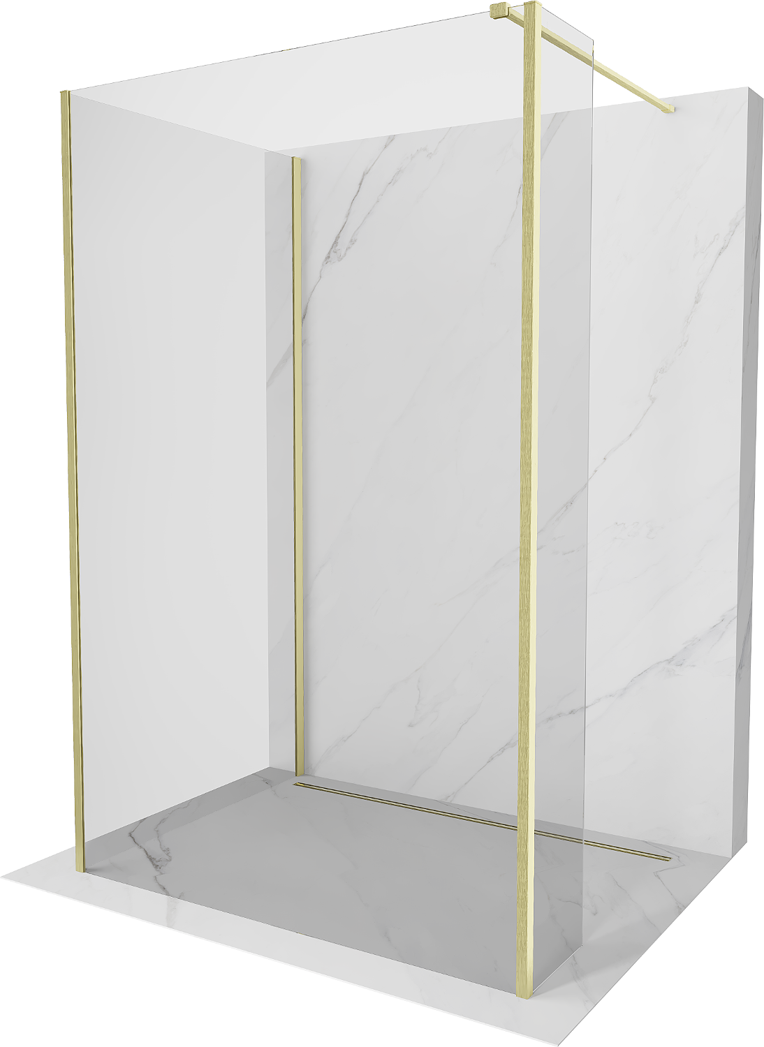 Mexen Kioto Walk-in zuhanyfal 130 x 105 x 30 cm, átlátszó, arany fényes - 800-130-105-221-55-00-030