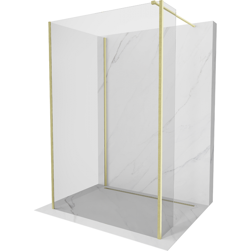 Mexen Kioto Walk-in zuhanyfal 120 x 110 x 30 cm, átlátszó, arany kefélt - 800-120-110-221-55-00-030