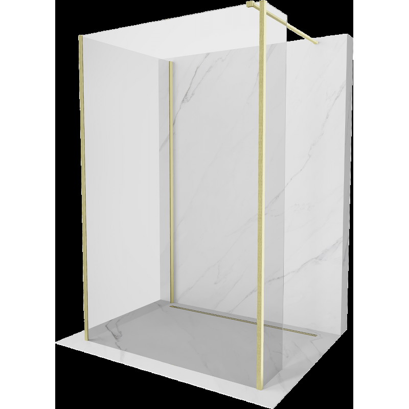 Mexen Kioto Walk-in zuhanyfal 125 x 110 x 30 cm, átlátszó, arany kefe - 800-125-110-221-55-00-030