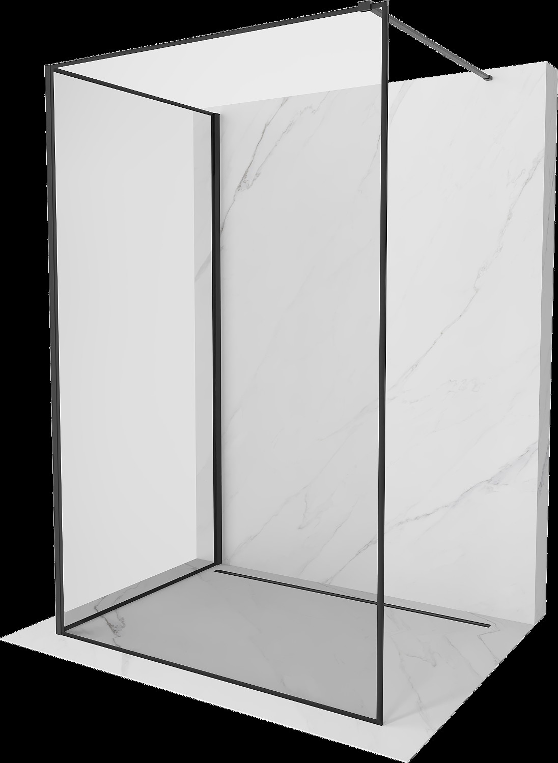 Mexen Kioto Walk-in zuhanyfülke 100 x 90 cm, fekete mintás, fekete - 800-100-212-70-70-090