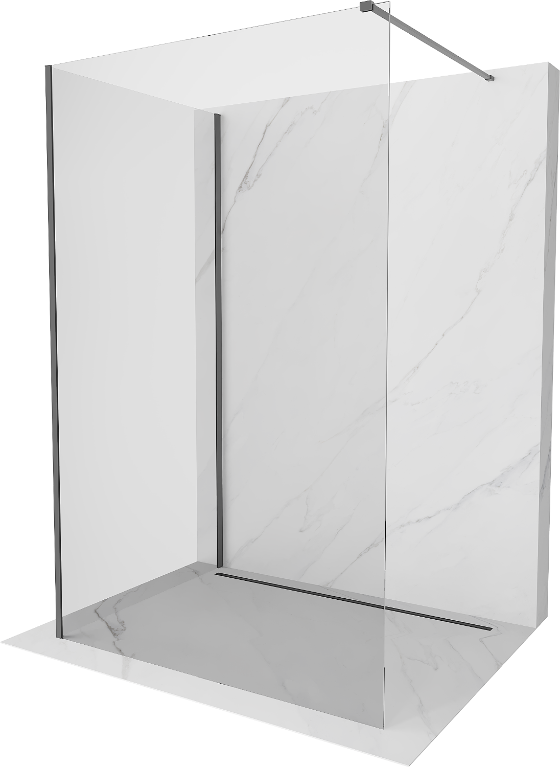 Mexen Kioto Walk-in zuhanyzófal 120 x 80 cm, tiszta, gun metal - 800-120-212-95-00-080