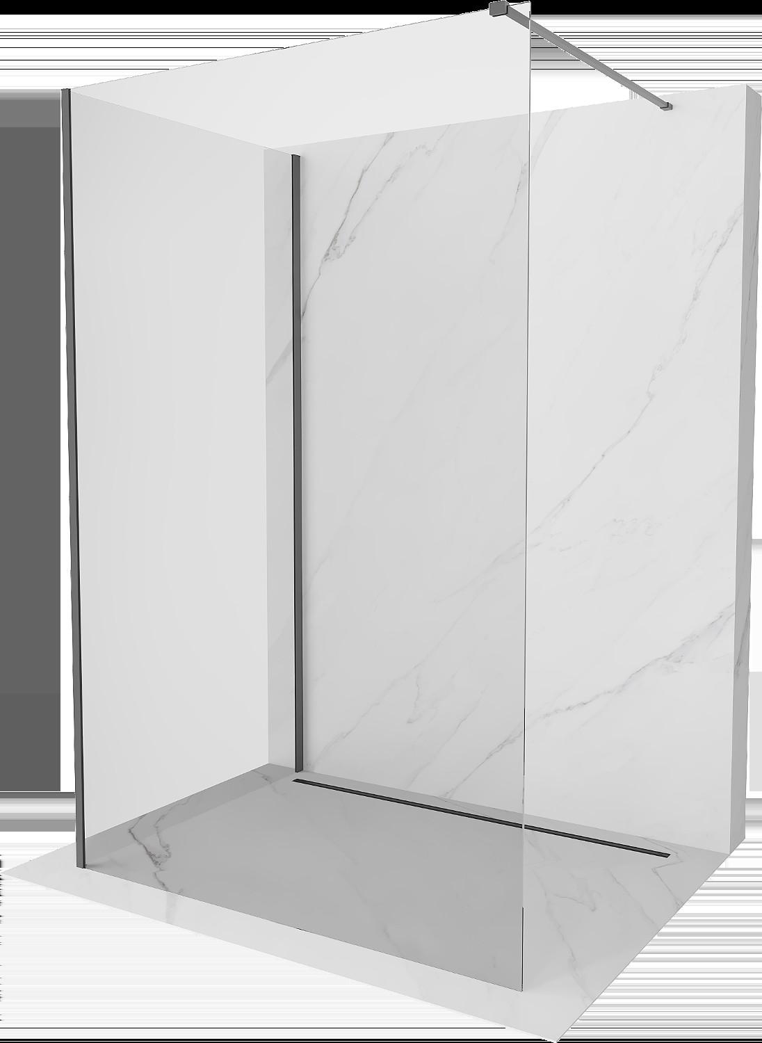 Mexen Kioto Walk-in zuhanyfal 100 x 100 cm, átlátszó, gun metal - 800-100-212-95-00-100