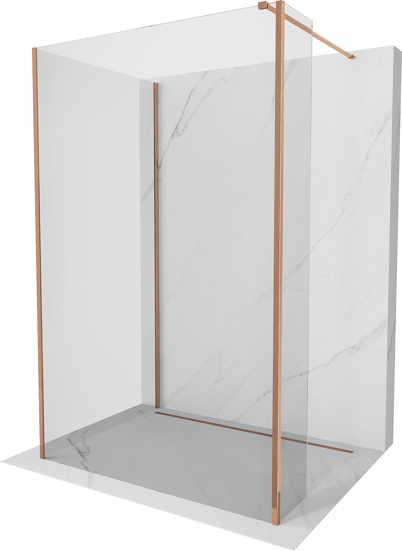 Mexen Kioto Walk-in zuhanyfal 125 x 70 x 30 cm, átlátszó, rózsaarany - 800-125-070-221-60-00-030