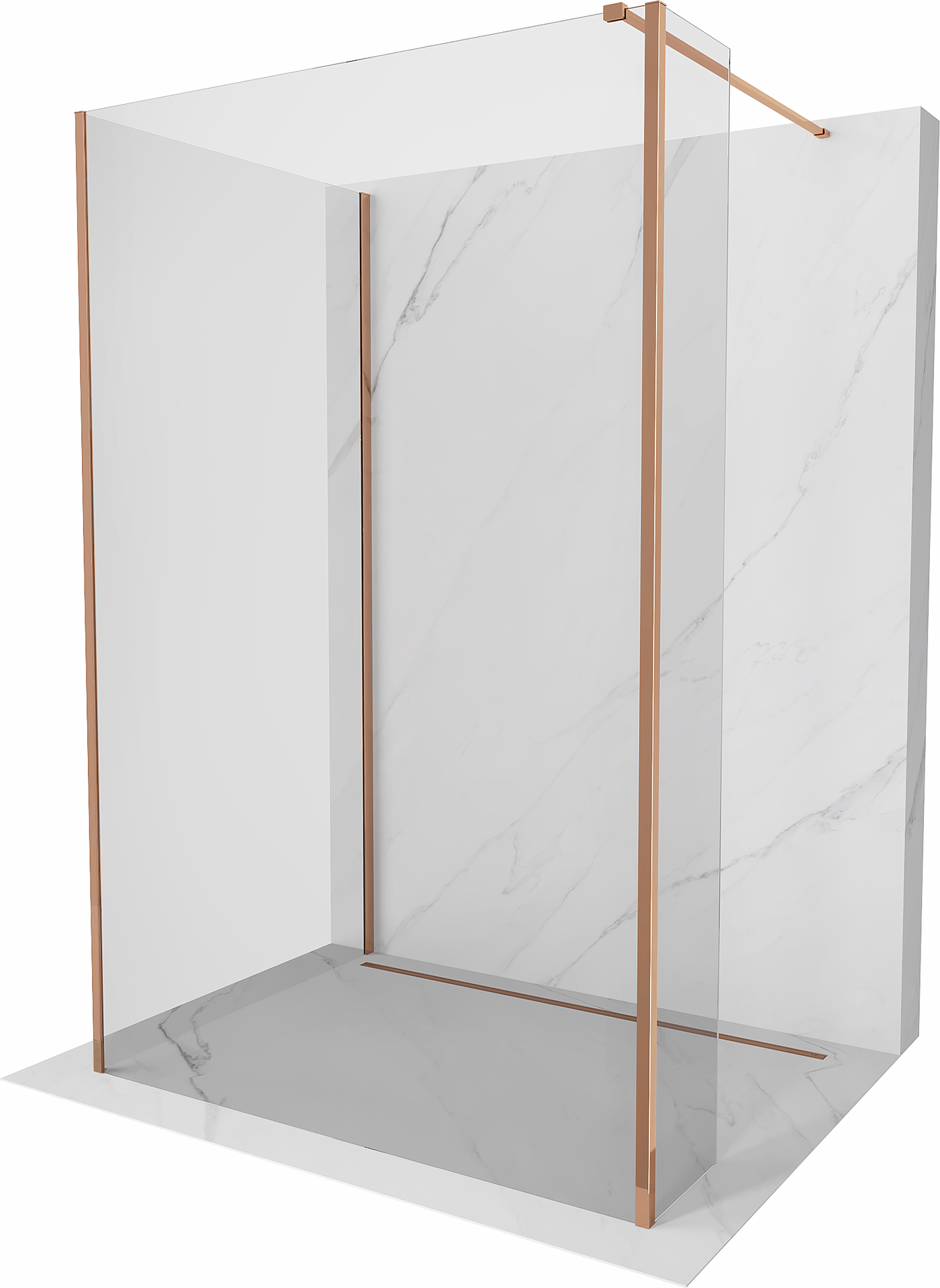 Mexen Kioto Walk-in zuhanyfal 125 x 80 x 30 cm, átlátszó, rózsaarany - 800-125-080-221-60-00-030