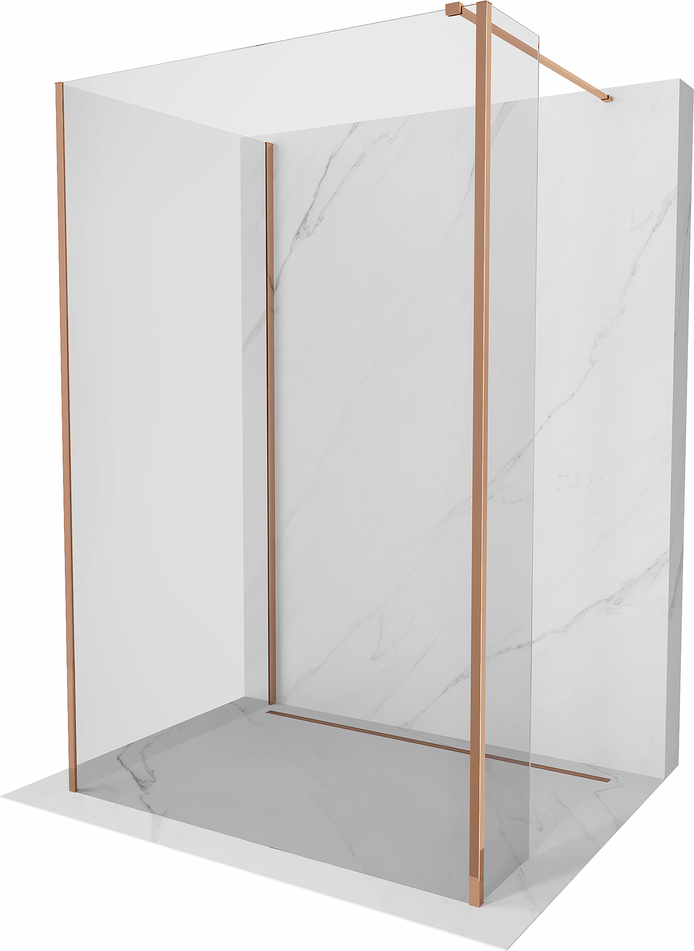 Mexen Kioto Walk-in zuhanyfal 125 x 90 x 30 cm, átlátszó, rózsaarany - 800-125-090-221-60-00-030