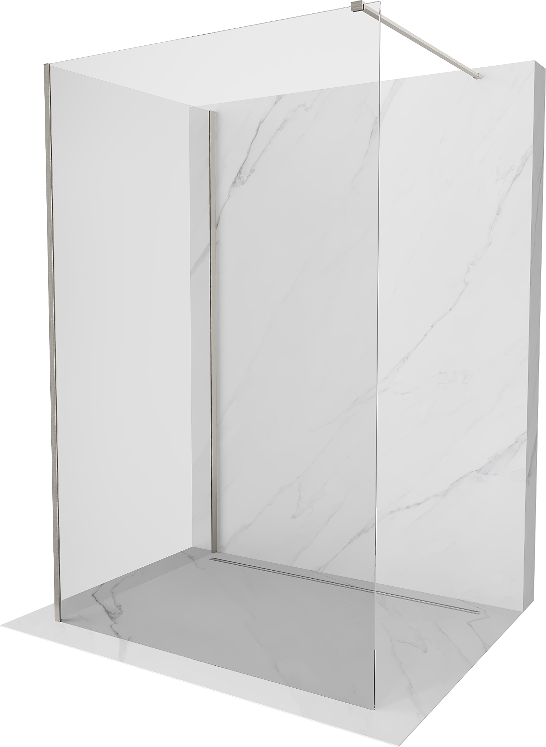 Mexen Kioto Walk-in zuhanyfal 130 x 70 cm, átlátszó, brushed nickel - 800-130-212-97-00-070