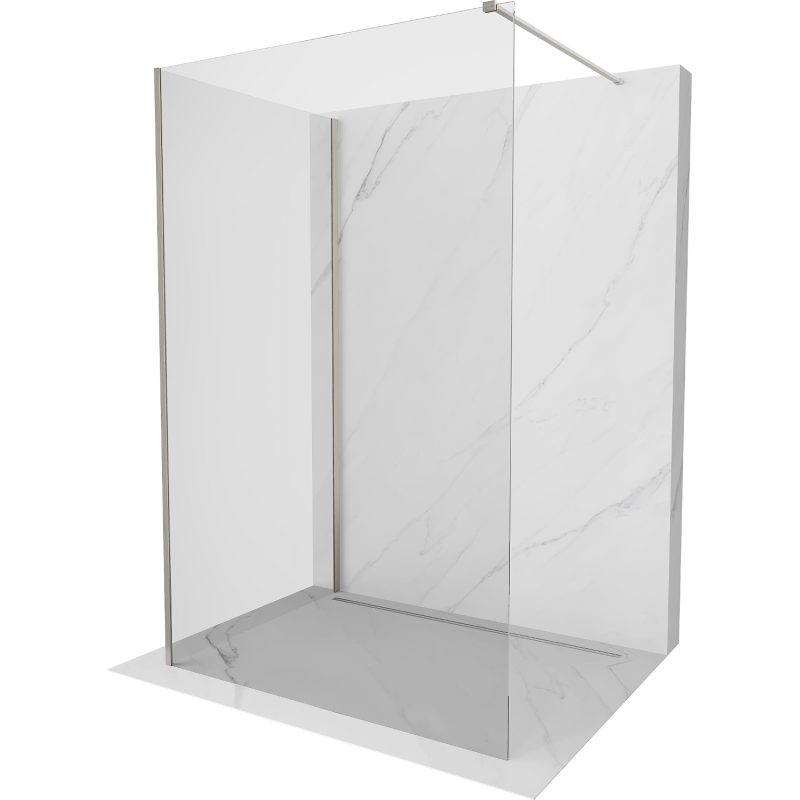 Mexen Kioto Walk-in zuhanyfal 135 x 120 cm, átlátszó, kefélt nikkel - 800-135-212-97-00-120