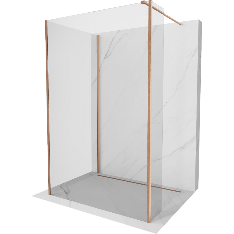 Mexen Kioto Walk-in zuhanyfal 140 x 70 x 30 cm, átlátszó, kefélt réz - 800-140-070-221-65-00-030