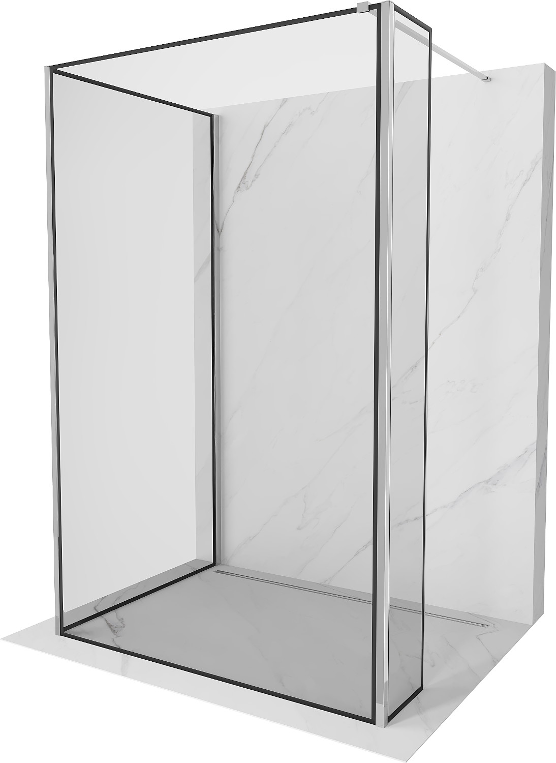 Mexen Kioto walk-in zuhanyfal 90 x 70 x 30 cm, fekete minta, króm - 800-090-070-221-01-70-030