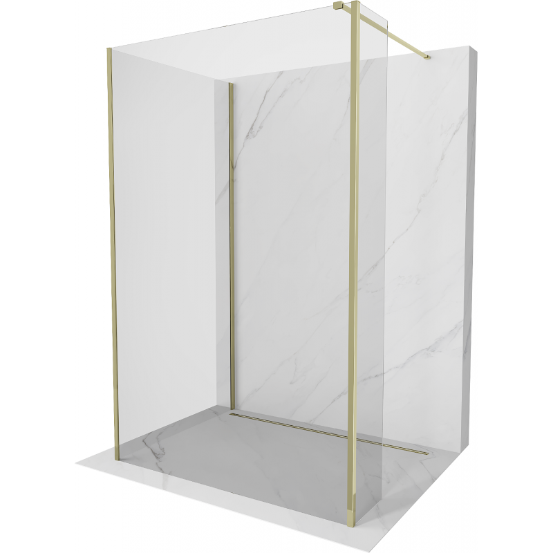 Mexen Kioto Walk-in zuhanyfal 135 x 80 x 40 cm, átlátszó, arany - 800-135-080-221-50-00-040