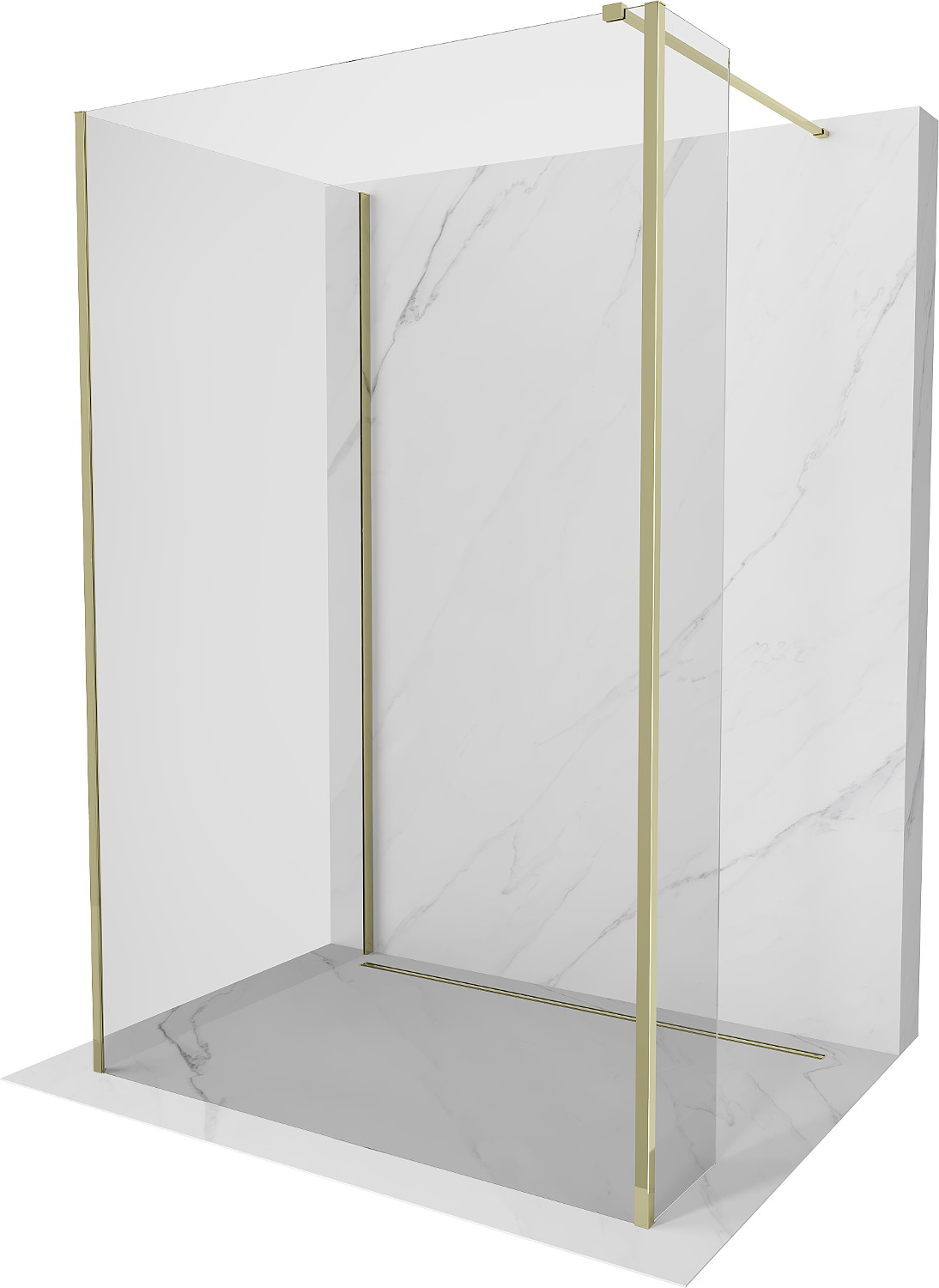 Mexen Kioto Walk-in zuhanyfal 135 x 80 x 40 cm, átlátszó, arany - 800-135-080-221-50-00-040