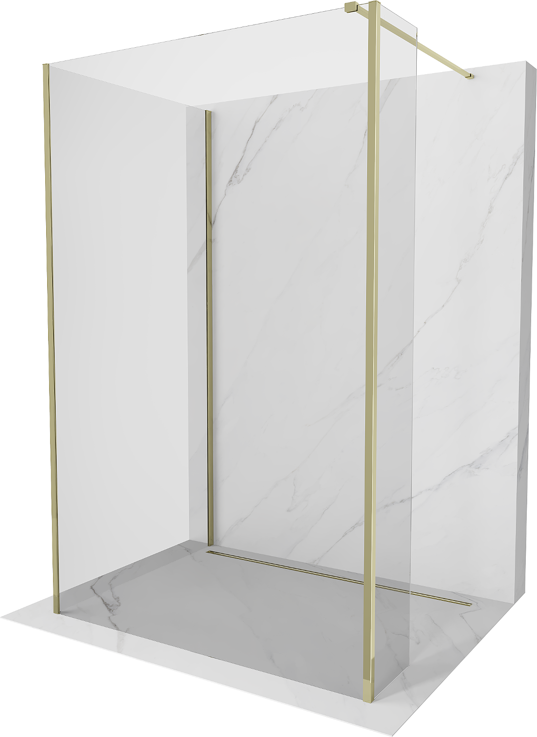 Mexen Kioto Walk-in zuhanyfal 140 x 80 x 40 cm, áttetsző, arany - 800-140-080-221-50-00-040