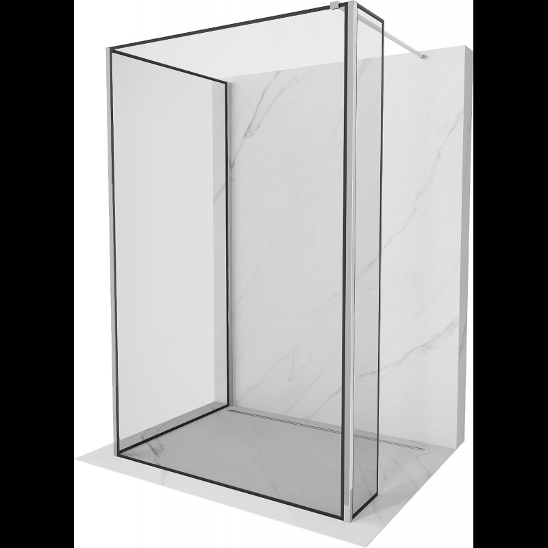 Mexen Kioto Walk-in zuhanyzófal 120 x 110 x 40 cm, fekete mintázat, króm - 800-120-110-221-01-70-040