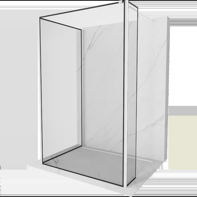 Mexen Kioto Walk-in zuhanyfal 90 x 80 x 30 cm, fekete minta, fehér - 800-090-080-221-20-70-030